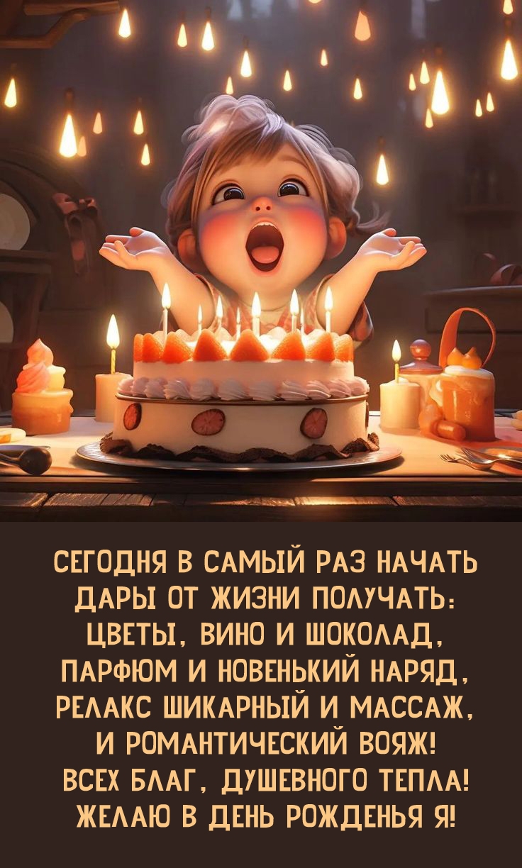Всех благ, душевного тепла! Желаю в День рожденья я!