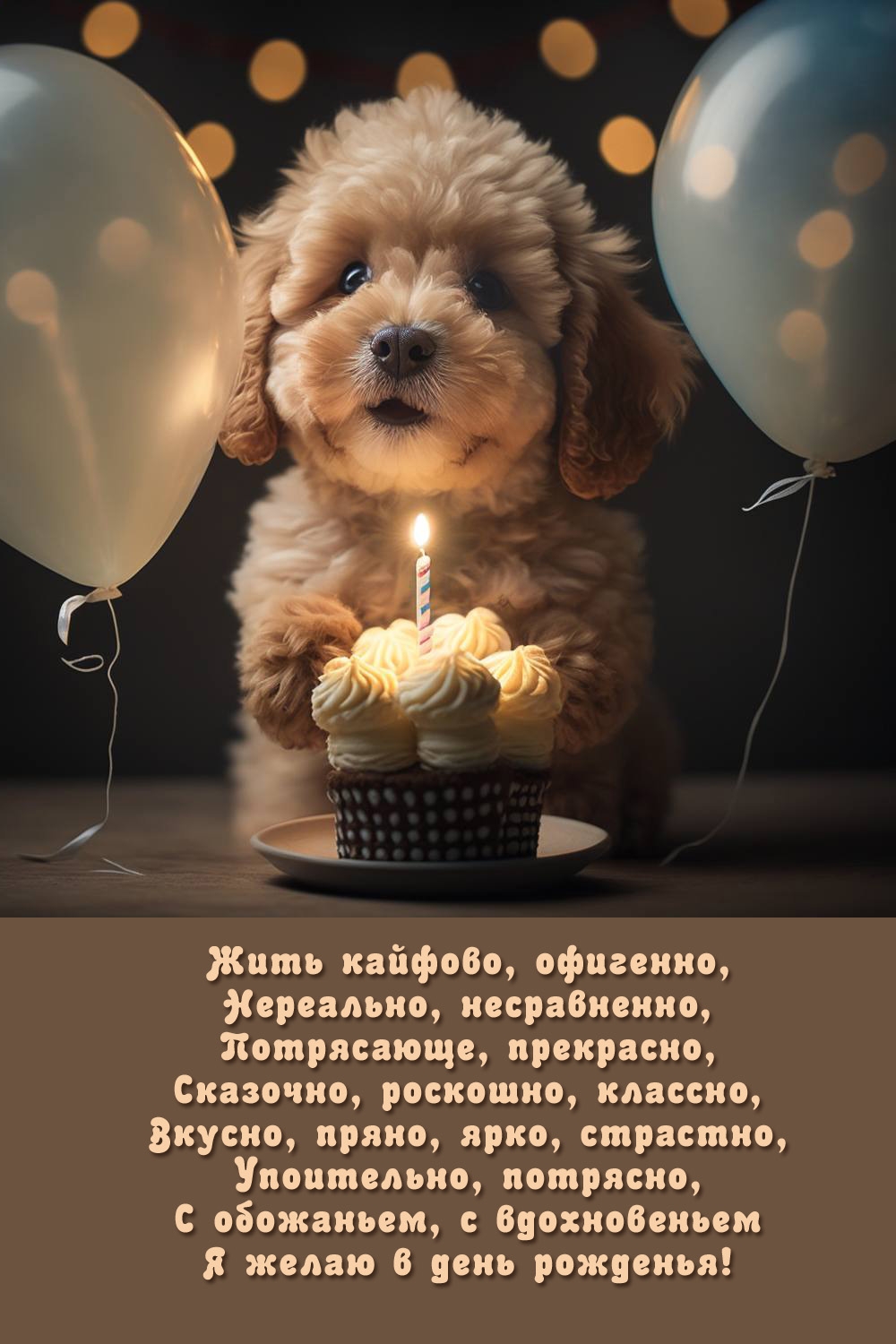 С обожаньем, с вдохновеньем я желаю в день рожденья!