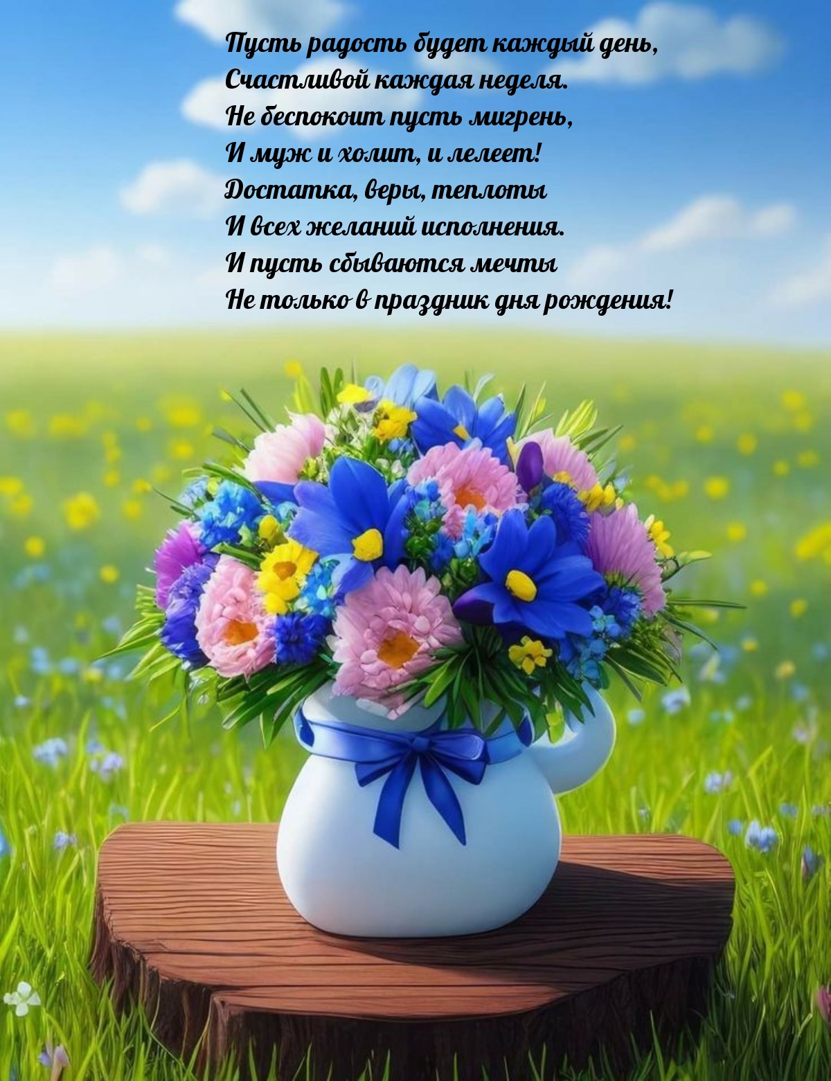 Пусть радость будет каждый день, счастливой каждая неделя.